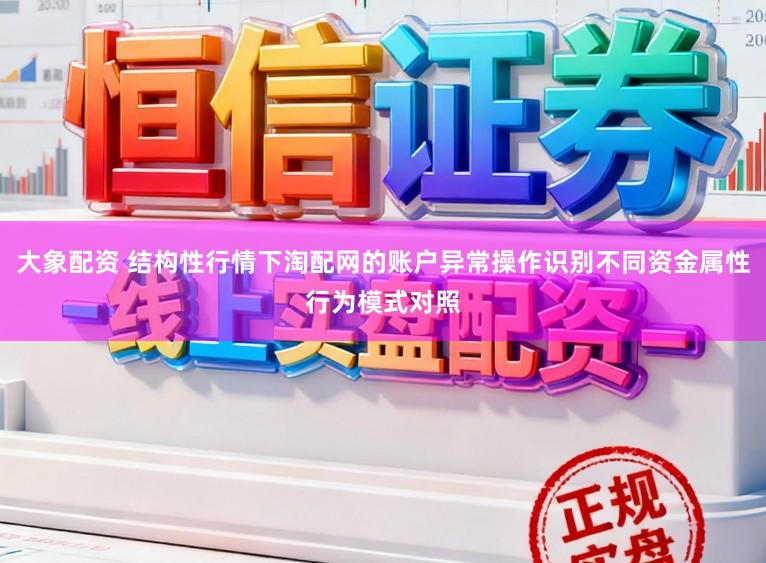 大象配资 结构性行情下淘配网的账户异常操作识别不同资金属性行为模式对照